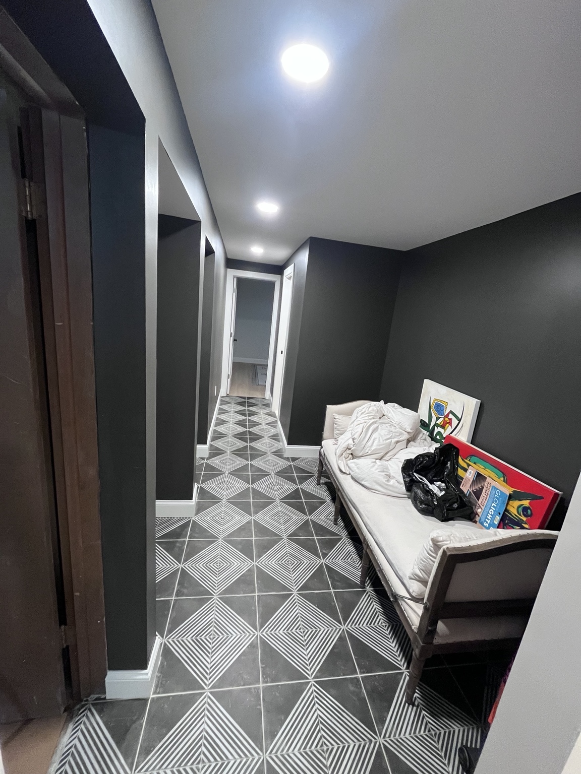 Basement Hallway Tile Installation